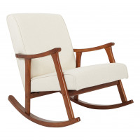 OSP Home Furnishings GANE-L32 Gainsborough Rocker in Linen Fabric with Medium Espresso Base